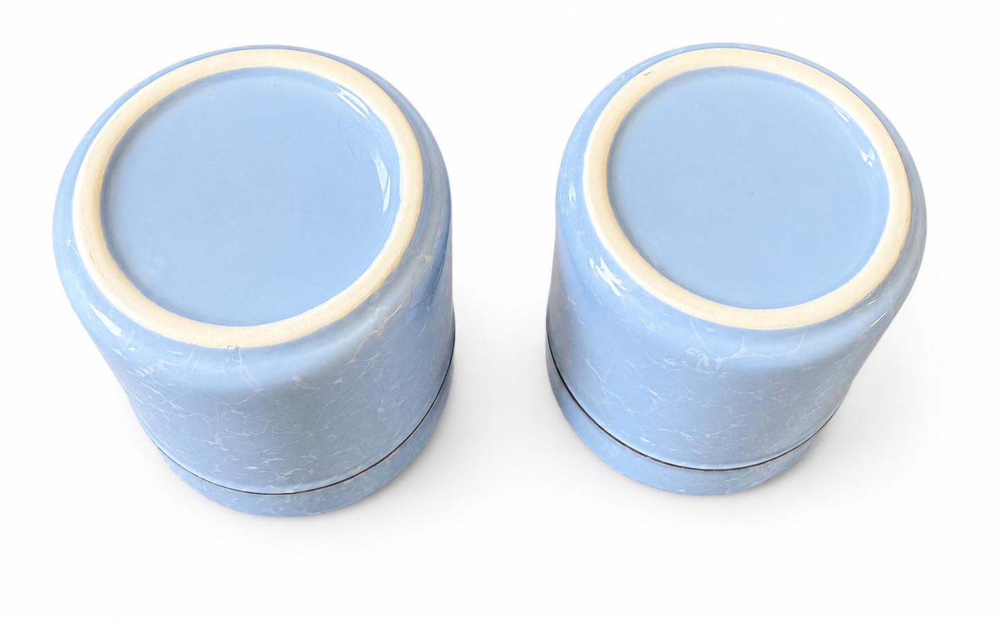 Vintage Blue Marbled Cup Set with Gold Trim – Set of 2