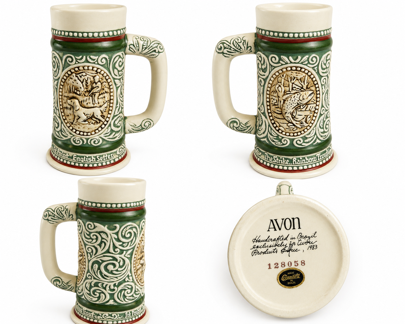 Vintage Avon Collectible Beer Stein Mug Lot of 4 – Wildlife, Western & Sailing Themes – Brazil 1982-1983