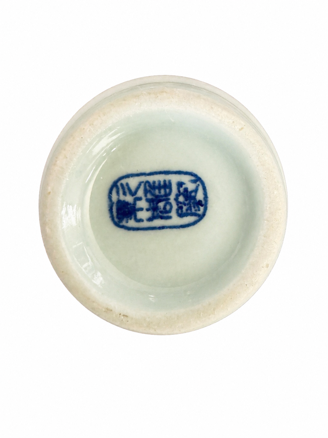 Vintage Celadon Chinese Porcelain Brush Pot Vase with Horse & Chariot Motif