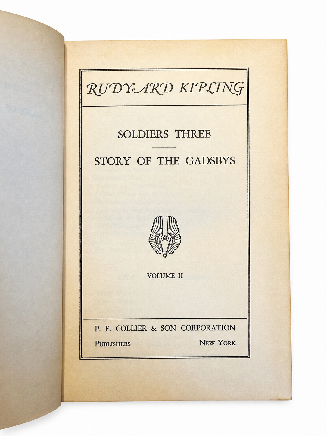 Vintage Rudyard Kipling “Soldiers Three / Story of the Gadsbys” Volume II Hardcover Book