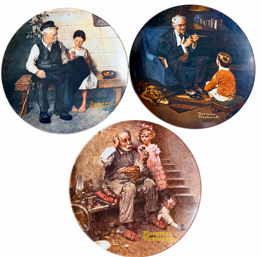 Vintage Norman Rockwell Knowles Collector Plates Set of 3 Limited Edition Rockwell Heritage Collection