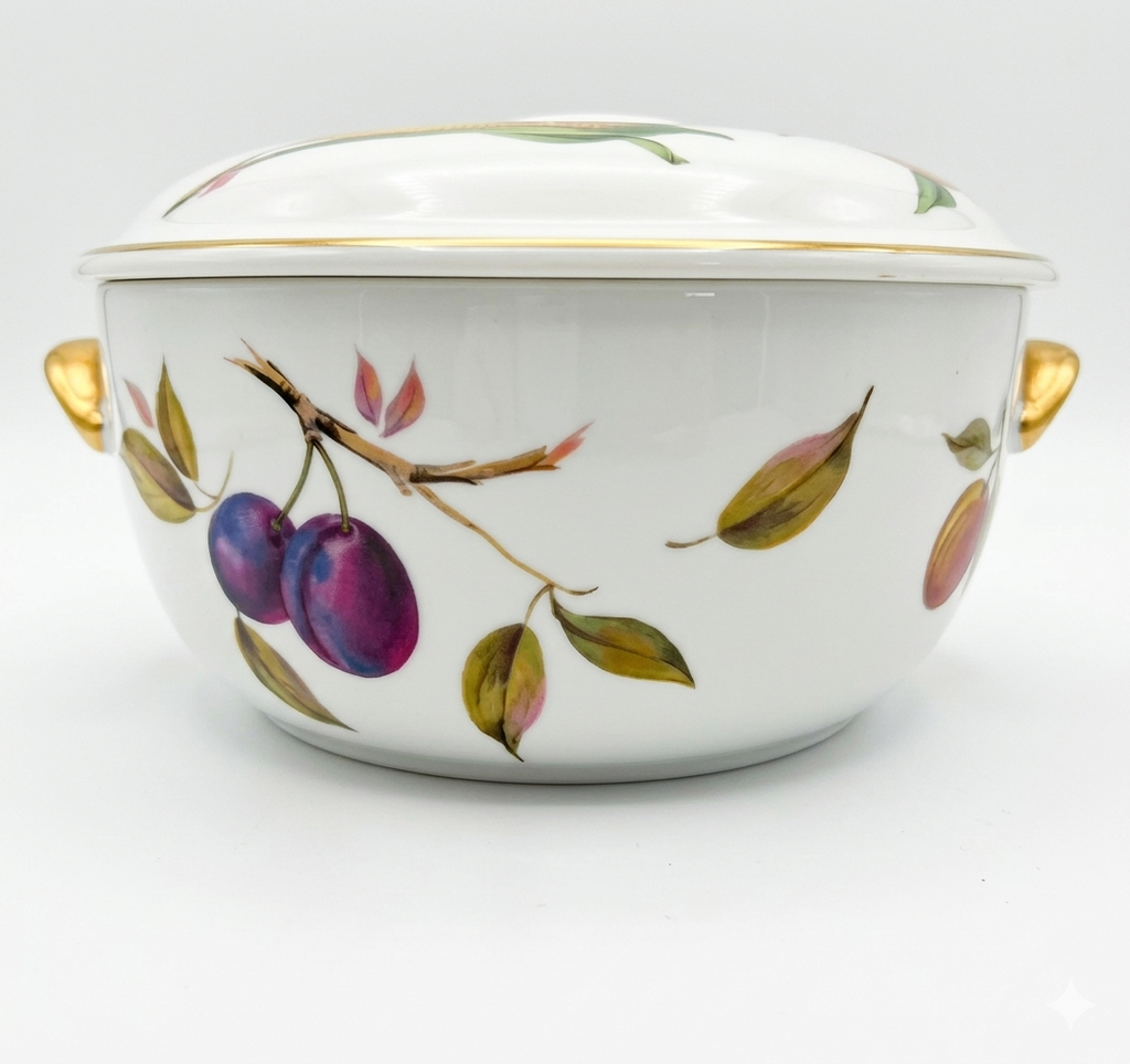 Royal Worcester Evesham 7.5” Covered Vegetable Bowl with Lid – Flameproof Porcelain Made in England