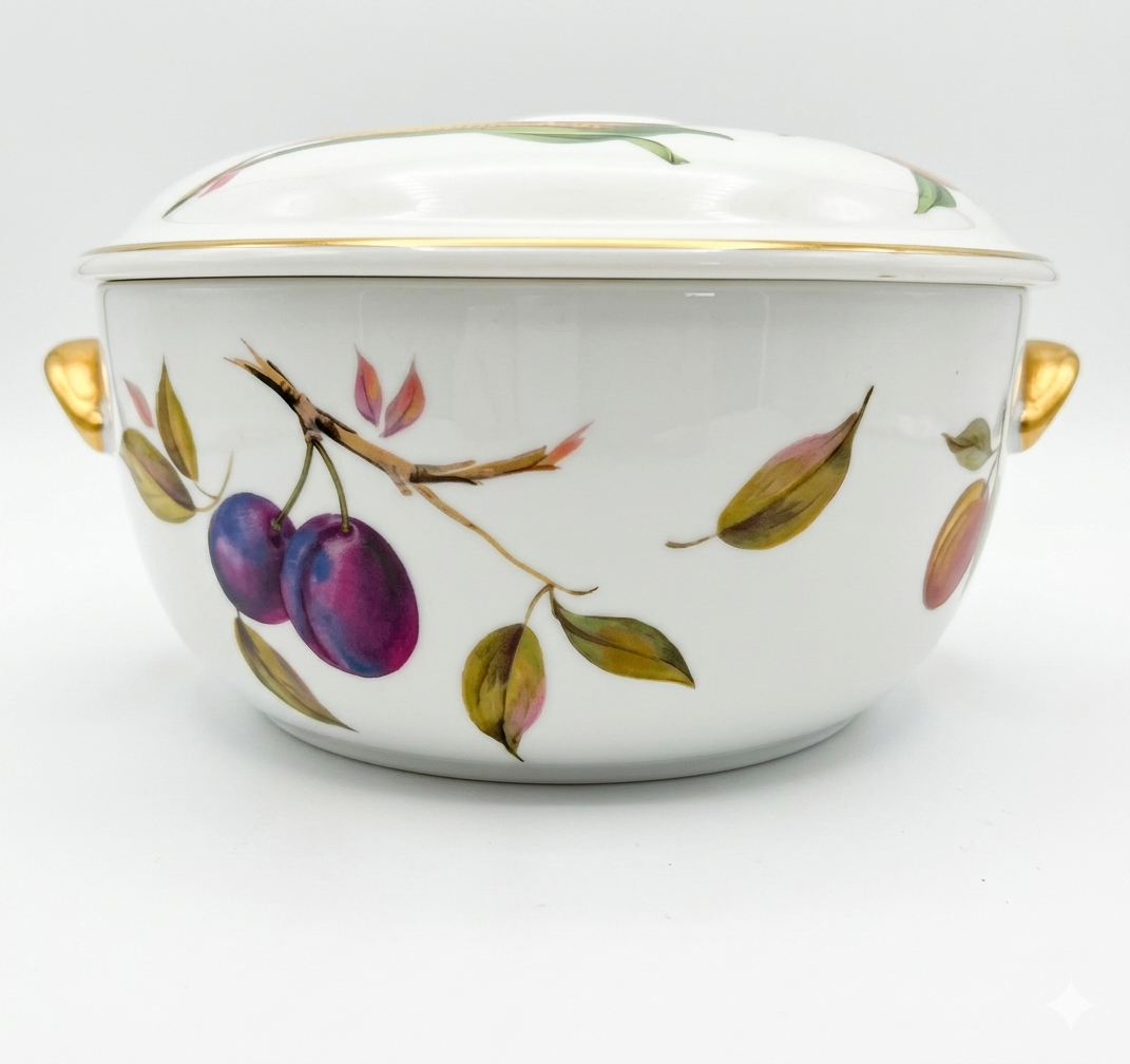 Royal Worcester Evesham 7.5” Covered Vegetable Bowl with Lid – Flameproof Porcelain Made in England