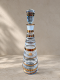 Vintage Czech Harrach Bohemia Blue Gold Striped Decanter Set