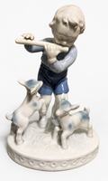 Vintage Gerold Porzellan Bavaria Boy Playing Flute with Lambs Porcelain Figurine – Western Germany