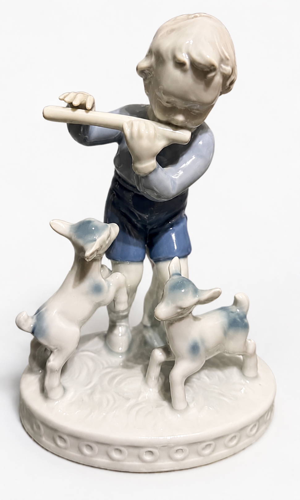 Vintage Gerold Porzellan Bavaria Boy Playing Flute with Lambs Porcelain Figurine – Western Germany