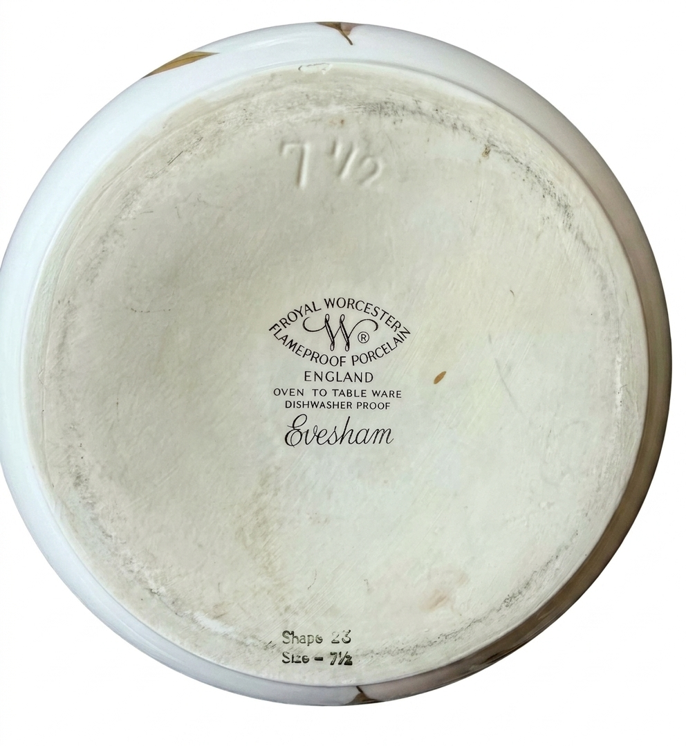 Royal Worcester Evesham 7.5” Covered Vegetable Bowl with Lid – Flameproof Porcelain Made in England