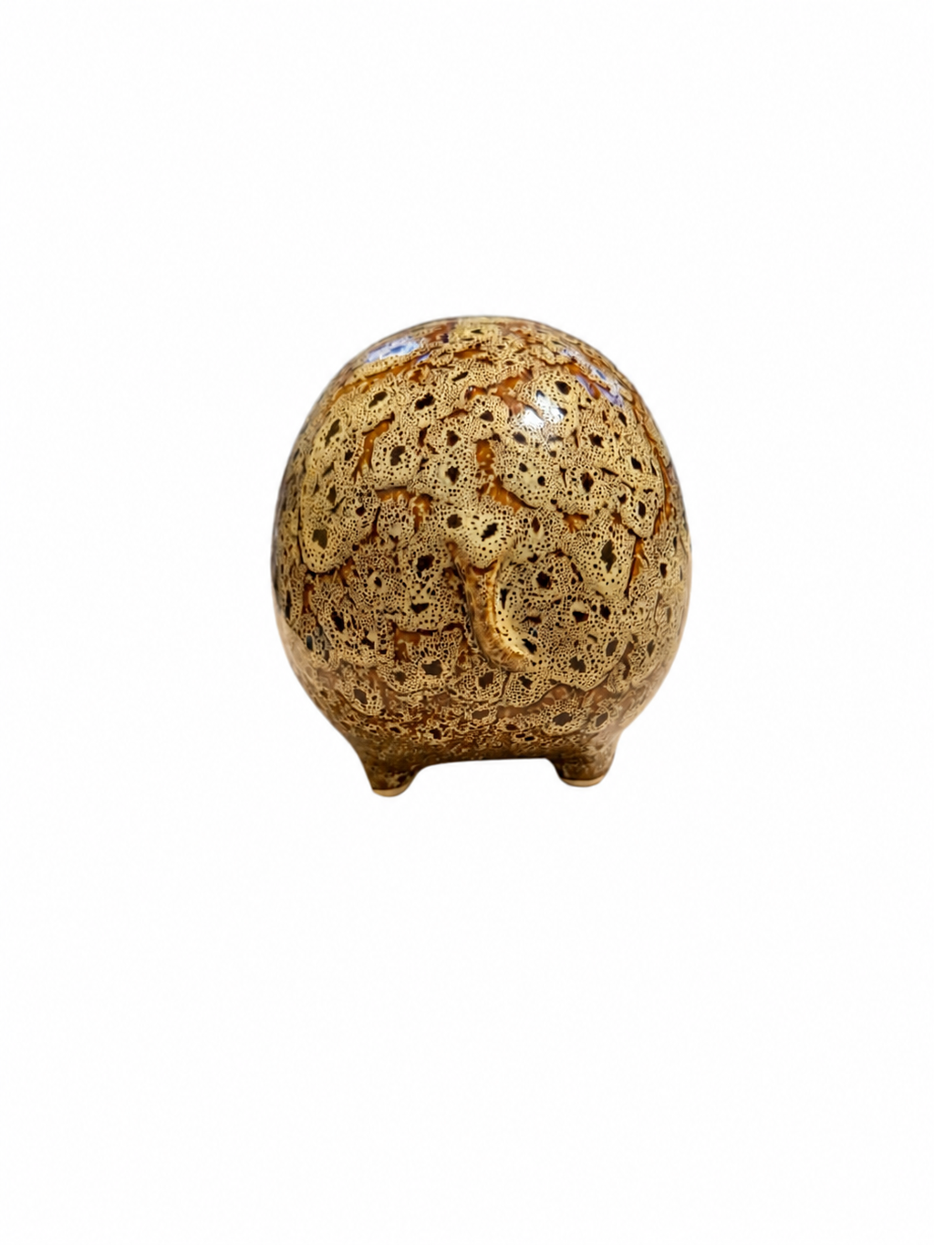 Vintage Speckled Glazed Ceramic Pig Figurine – Brown Tan Studio Pottery Sculpture