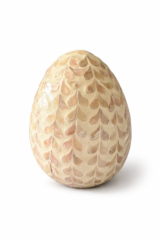 Carved Mother of Pearl Egg Sculpture