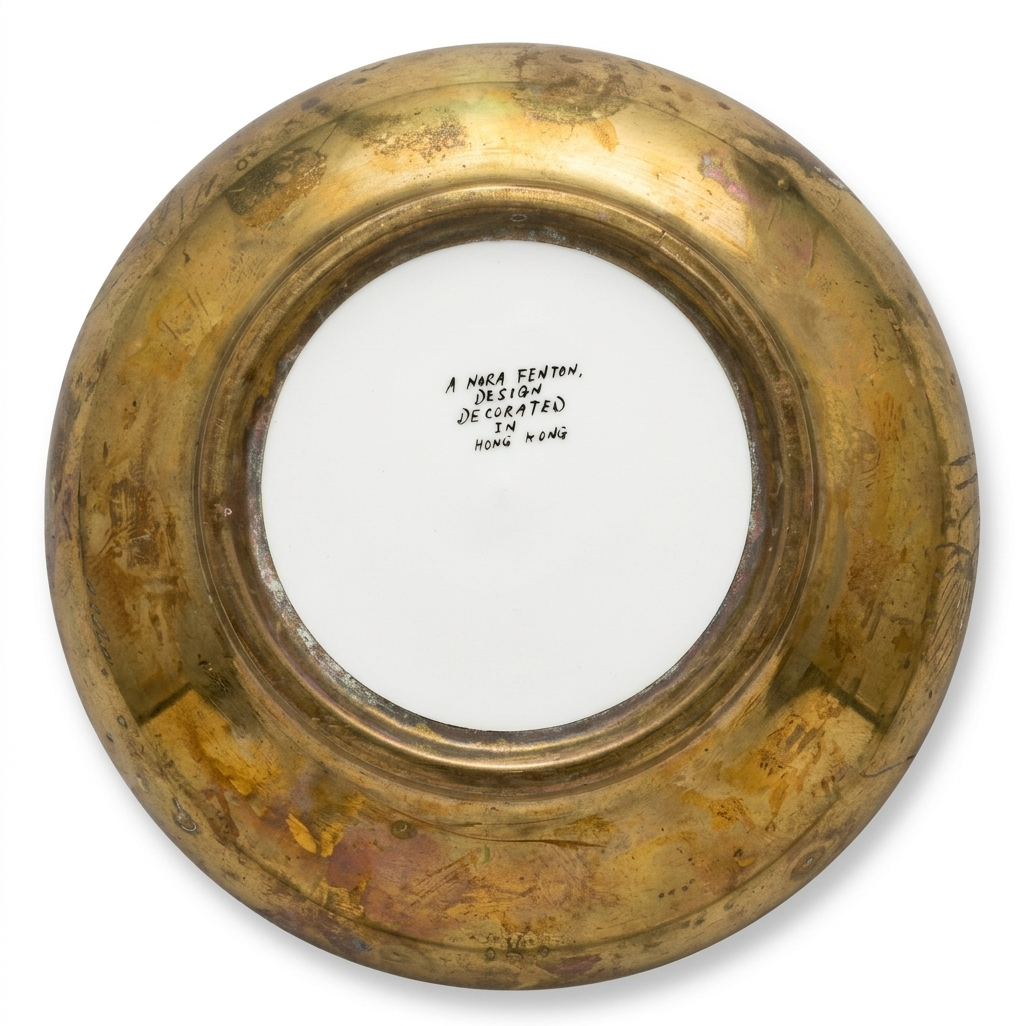 Vintage Nora Fenton Design Ram Decorative Porcelain Plate – Hand Decorated in Hong Kong – Mid-Century