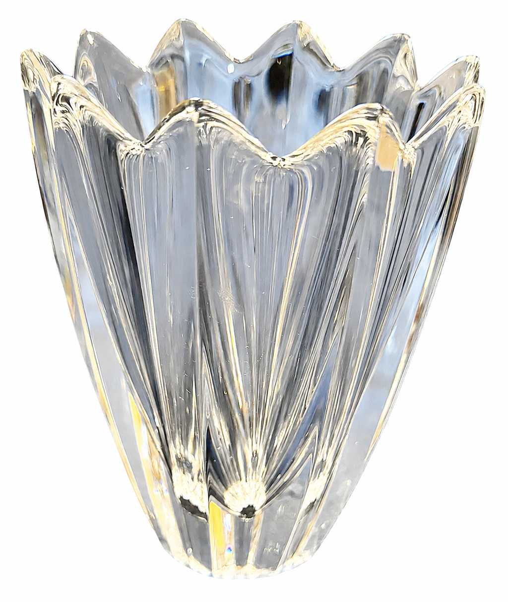 Vintage Orrefors Sweden Signed Crystal Fleur Tulip Vase - 6 inch