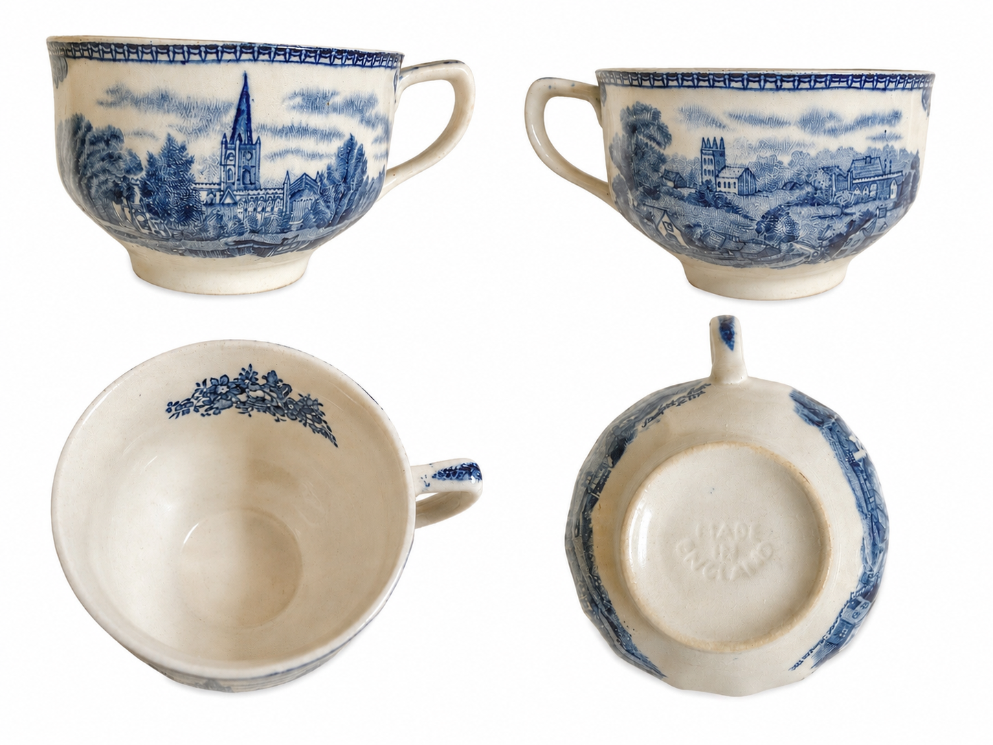 Vintage Blue & White Wade England Scenic Teacup
