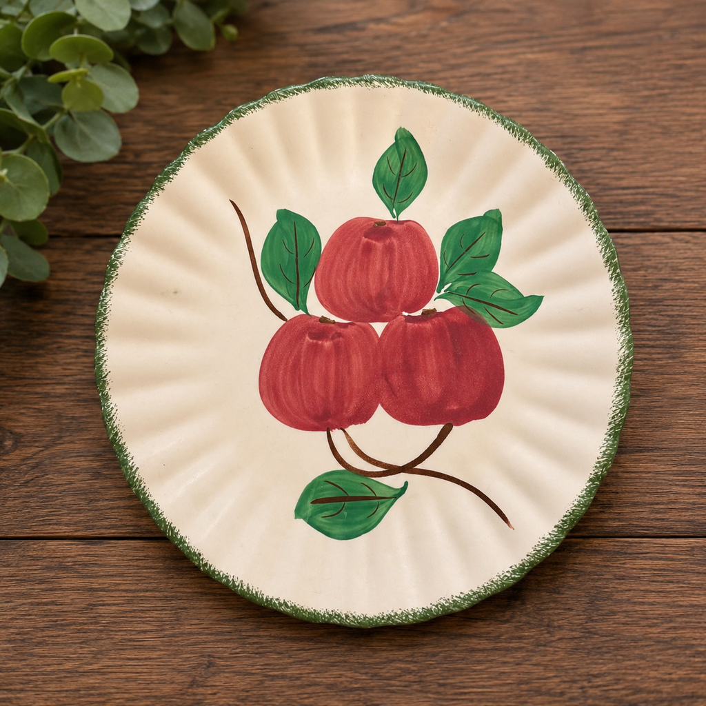 Vintage Blue Ridge Southern Potteries Apple Trio Dinner Plate Hand Painted 10.5"