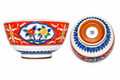 Vintage Japanese Imari Style Porcelain Rice Bowls Set of 2 – Hand Painted Floral & Geometric Pattern – Made in Japan