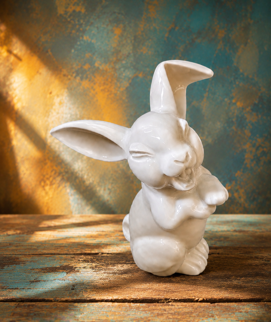 Vintage Rosenthal Germany White Porcelain Laughing Rabbit Figurine