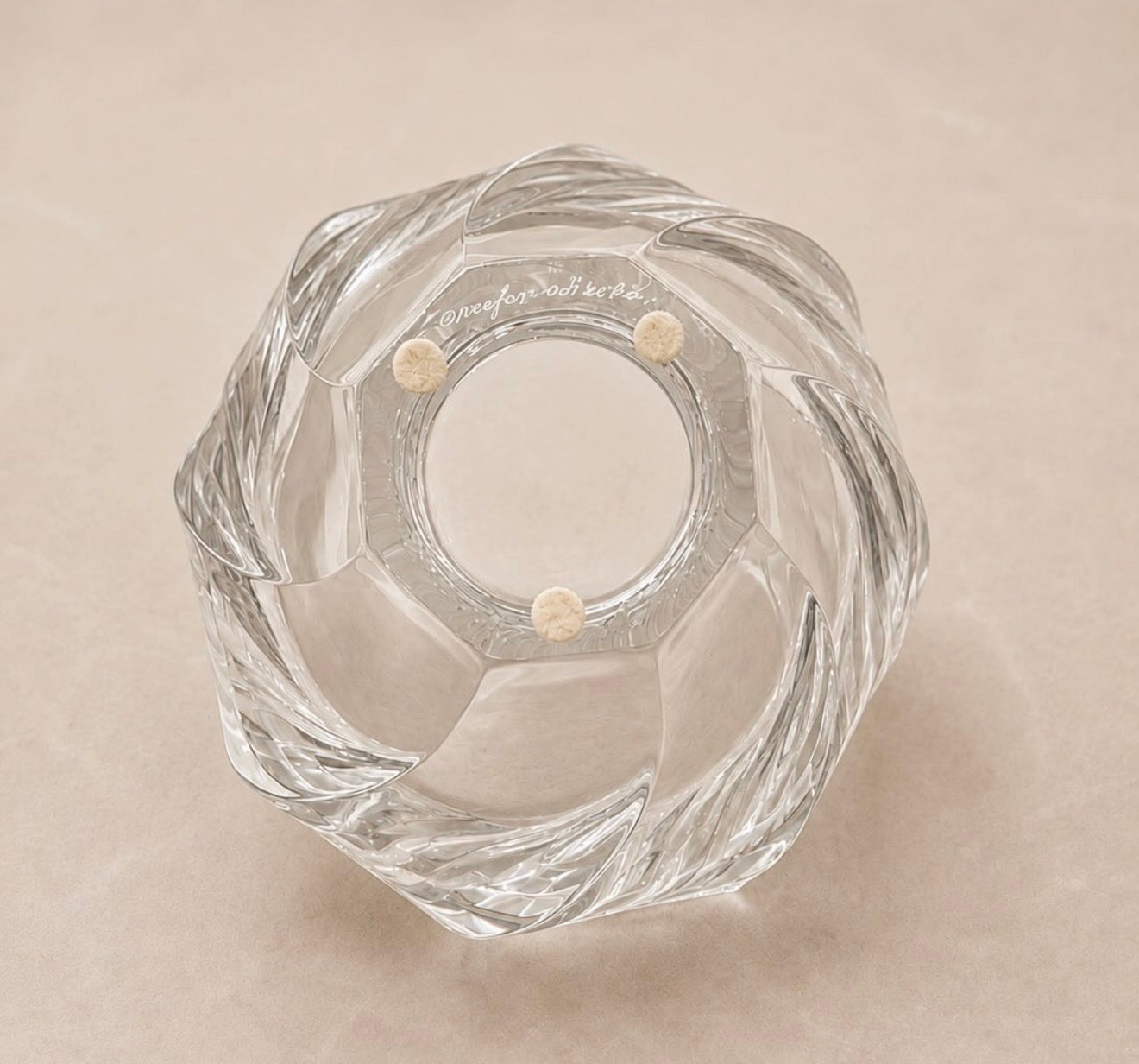 Signed Orrefors Sweden Crystal Centerpiece Bowl Octagon Swirl