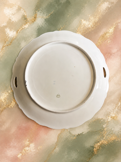 Antique Bavarian Porcelain Cake Plate 10" Handled Serving Platter