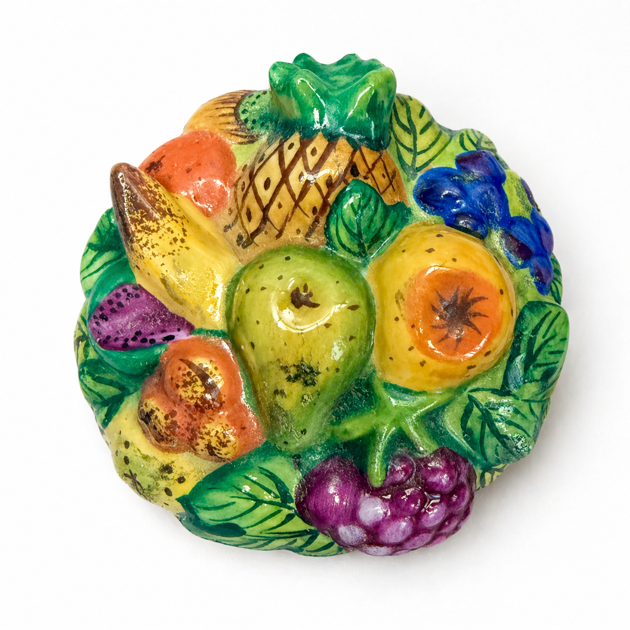 Limoges France Peint Main Hand-Painted Fruit Trinket Box – Vintage Porcelain Hinged Box with Brass Clasp