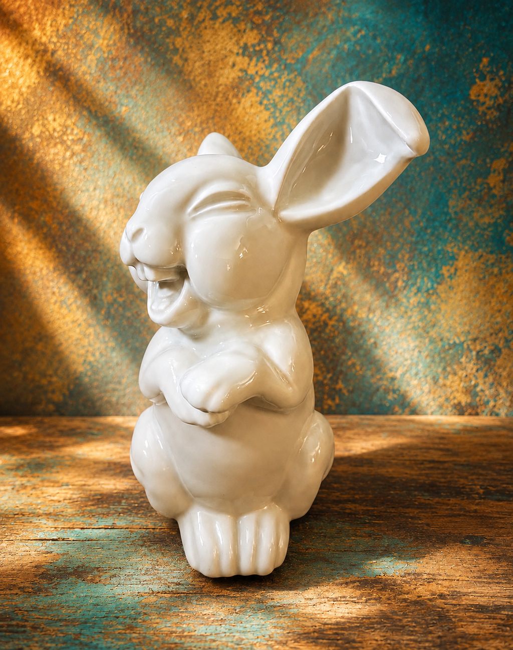 Vintage Rosenthal Germany White Porcelain Laughing Rabbit Figurine