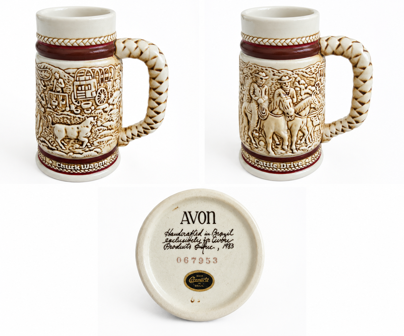 Vintage Avon Collectible Beer Stein Mug Lot of 4 – Wildlife, Western & Sailing Themes – Brazil 1982-1983