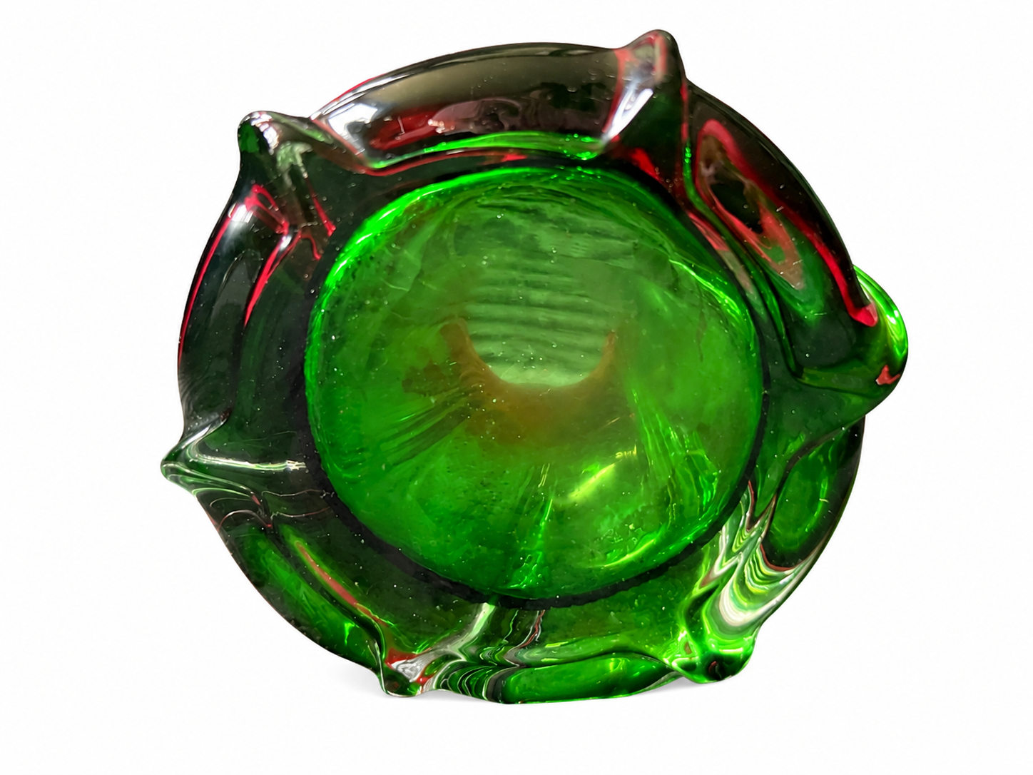 Vintage Murano Style Hand-Blown Glass Jack-in-the-Pulpit Lily Vase.