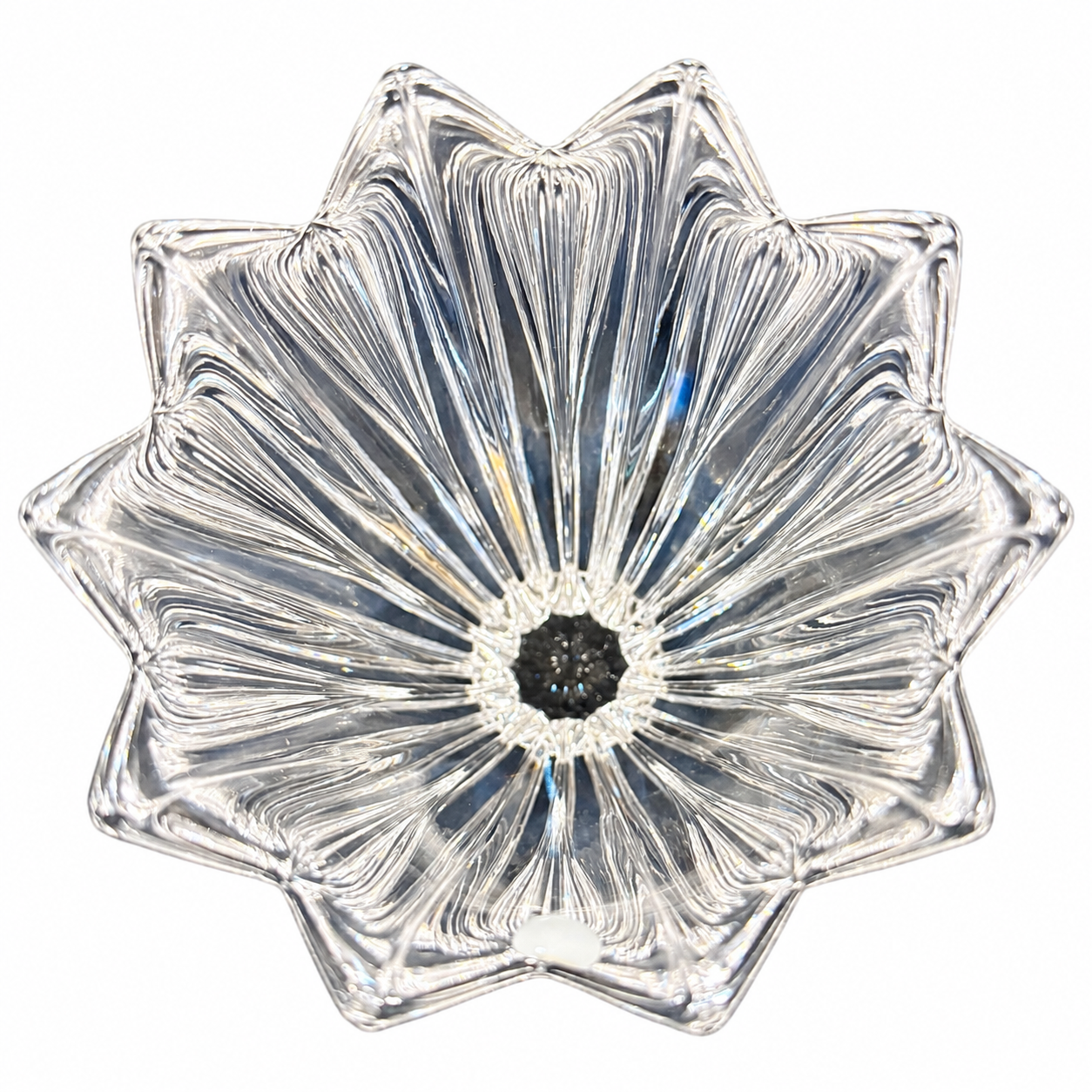 Vintage Orrefors Sweden Signed Crystal Fleur Tulip Vase - Scalloped Rim Art Glass 6”