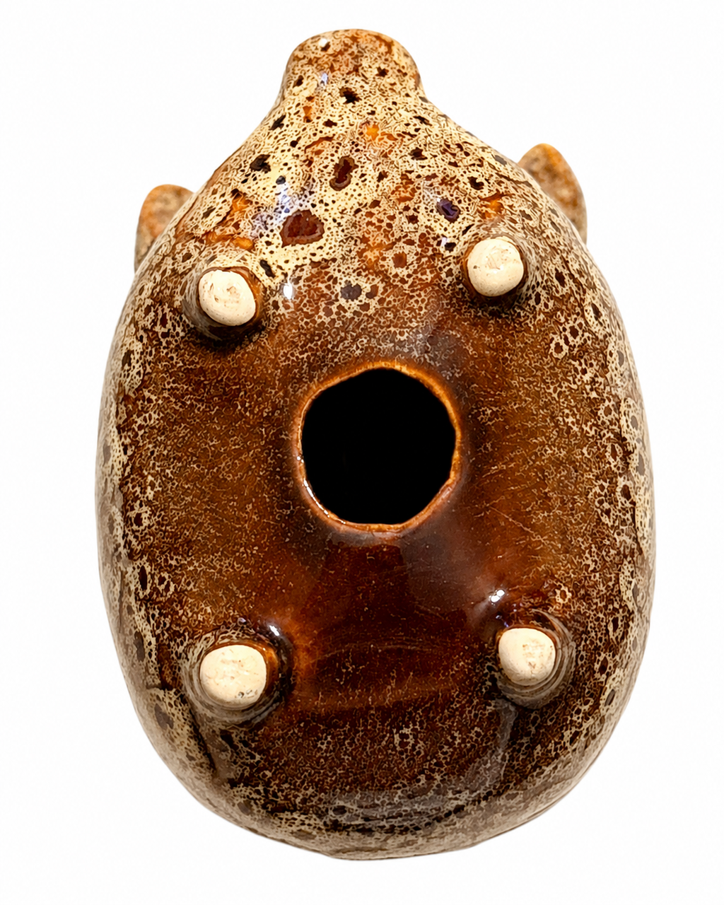 Vintage Speckled Glazed Ceramic Pig Figurine – Brown Tan Studio Pottery Sculpture