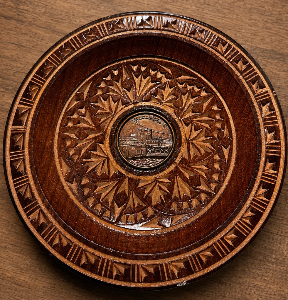 Vintage Croatian Hand Carved Wood  Plate