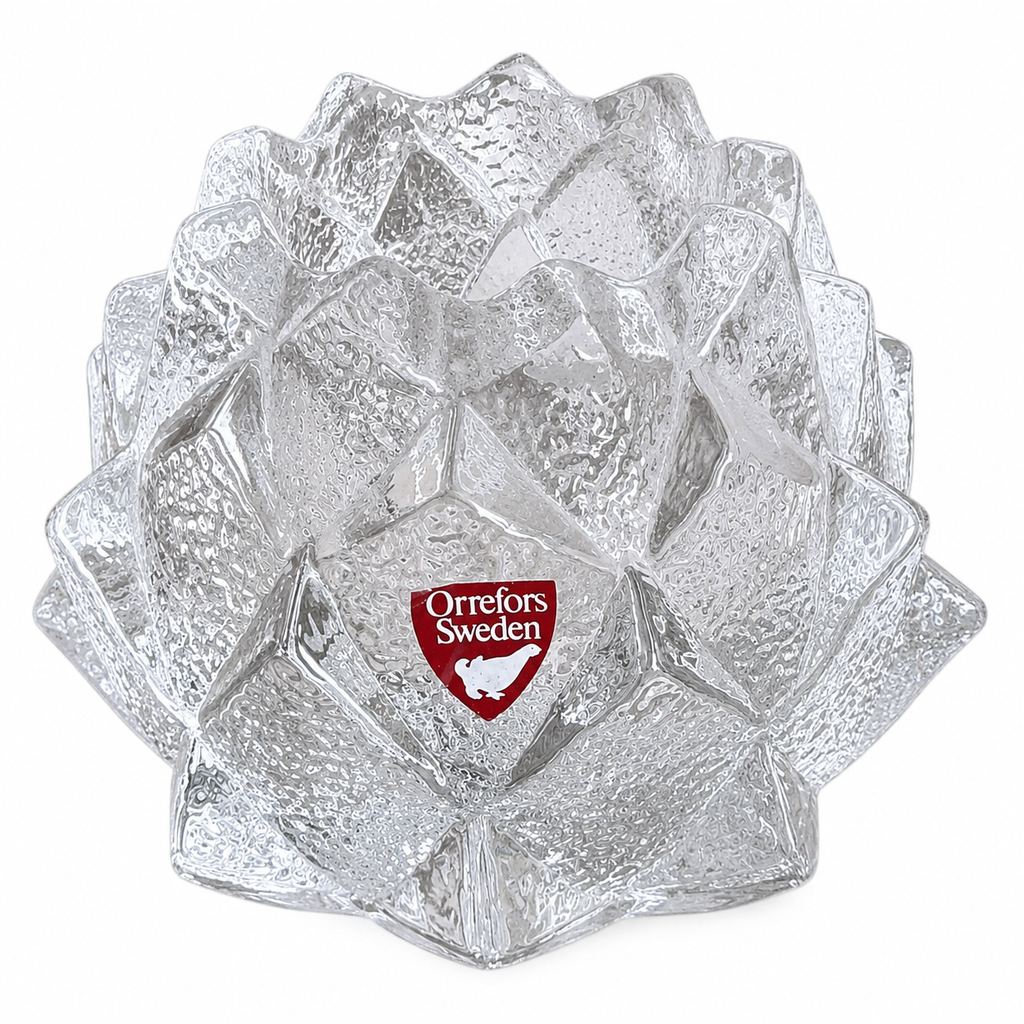 Vintage Orrefors Sweden Crystal Firefly Artichoke Votive Candle Holder