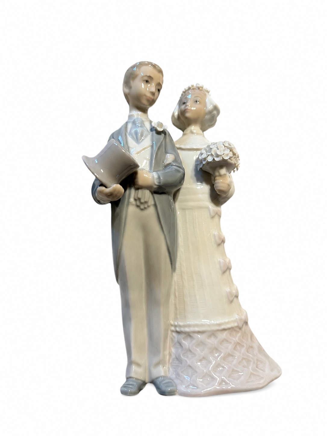 Lladró Wedding Couple Figurine Bride & Groom Porcelain Spain Vintage
