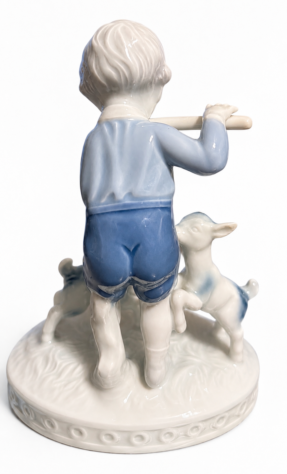 Vintage Gerold Porzellan Bavaria Boy Playing Flute with Lambs Porcelain Figurine – Western Germany