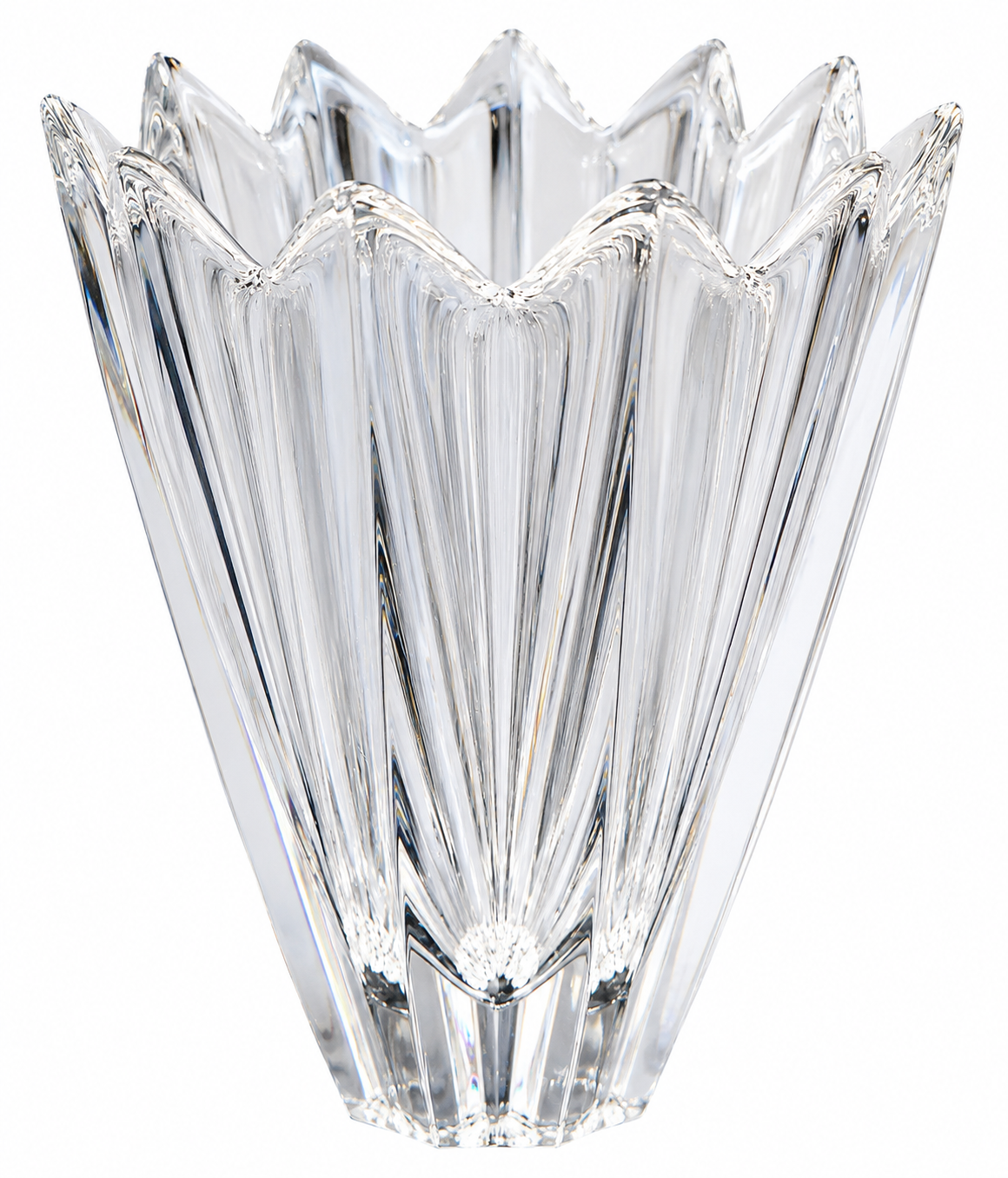 Vintage Orrefors Sweden Signed Crystal Fleur Tulip Vase - Scalloped Rim Art Glass 6”