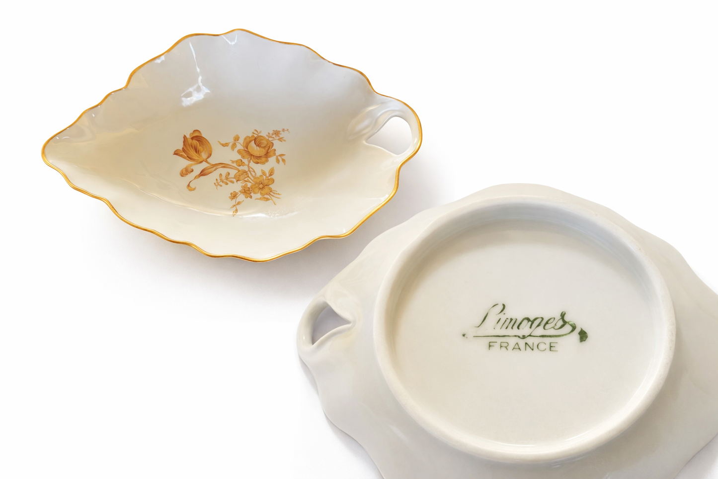Vintage Limoges France Porcelain Leaf Dish