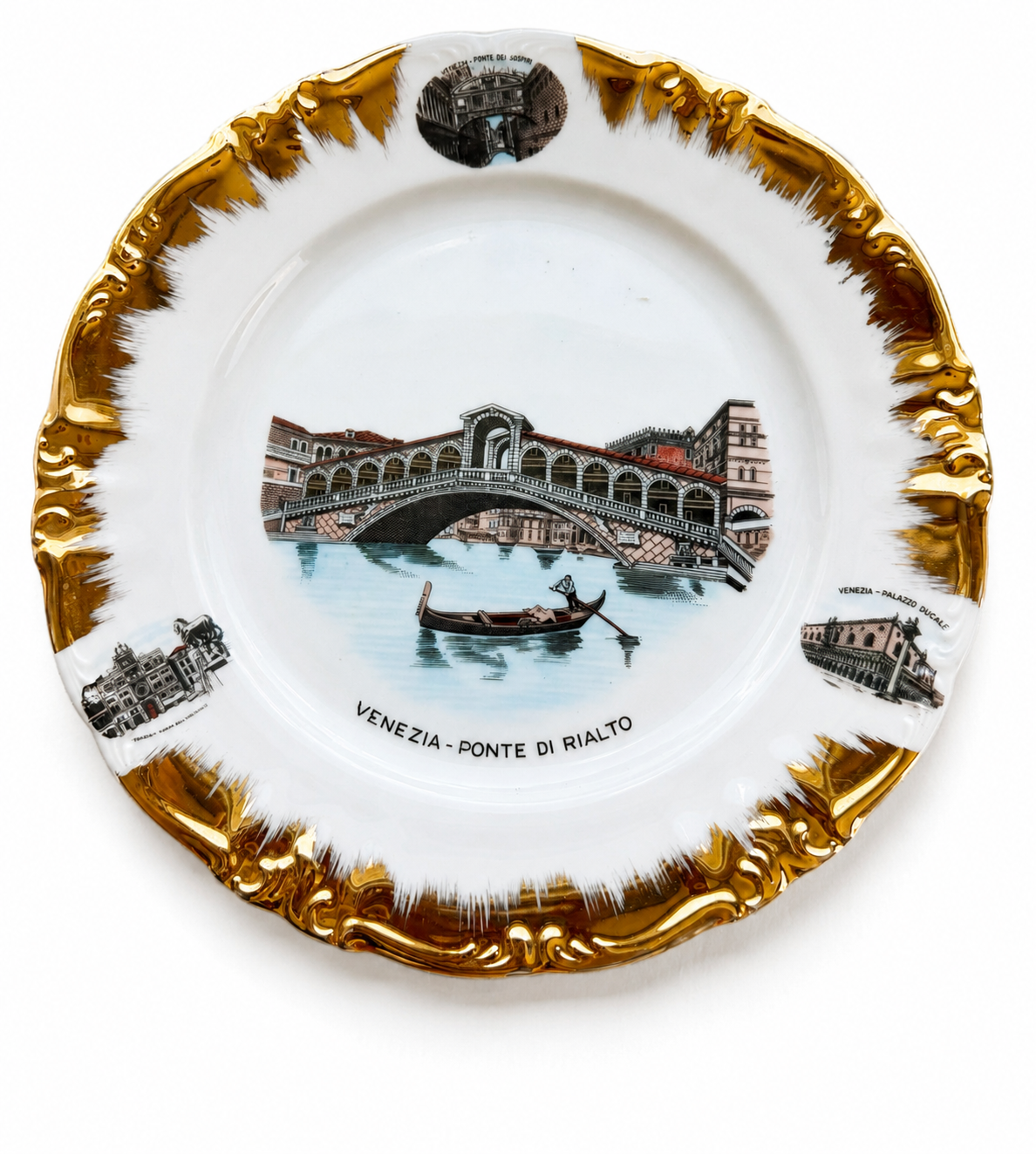 Vintage Winterling Bavaria Venezia Ponte di Rialto Souvenir Plate – Gold Trim