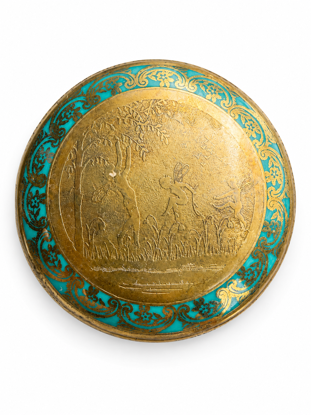 Vintage Ilona Western Germany Porcelain Trinket Box – Turquoise & Gold Gilt