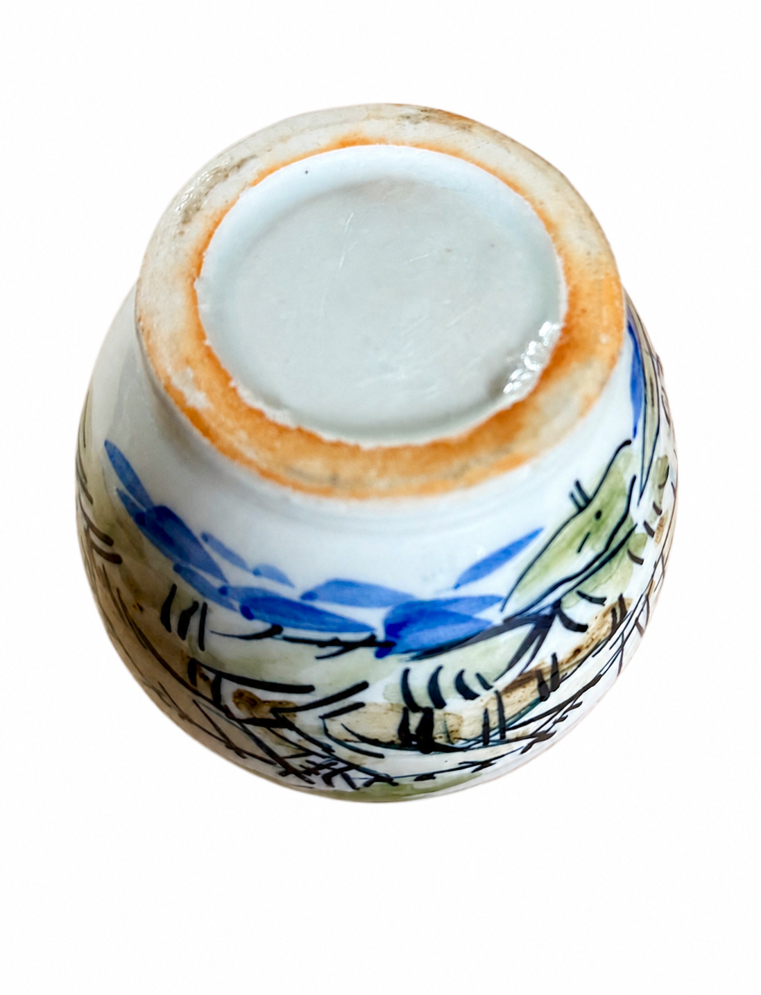 Vintage Hand Painted Timland Ceramic Vase Folk Art Landscape