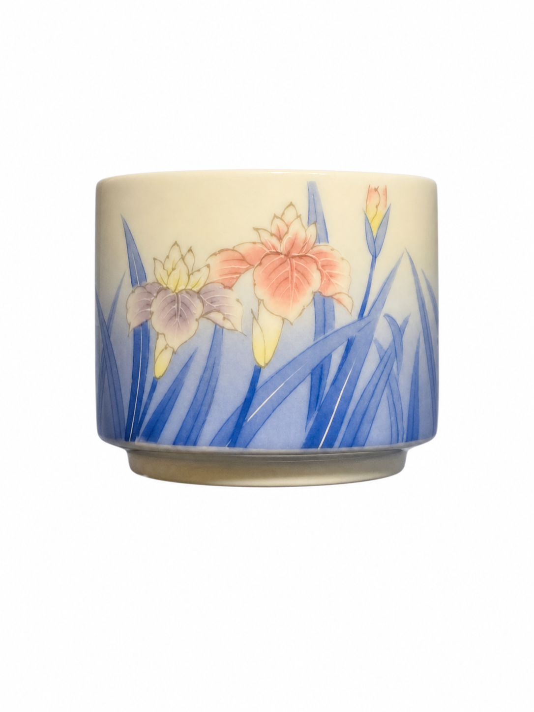 Vintage Fukagawa Seiji Japanese Porcelain Iris Tea Cup / Yunomi – Hand Painted Floral Arita Ware