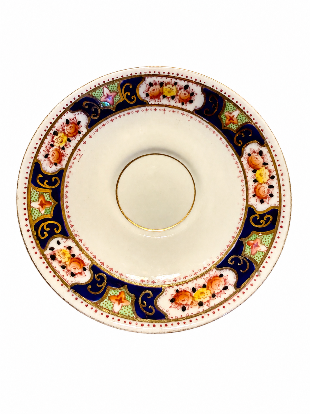 Vintage Royal Albert England Floral Saucer | Cobalt Blue & Gold Trim Tea China