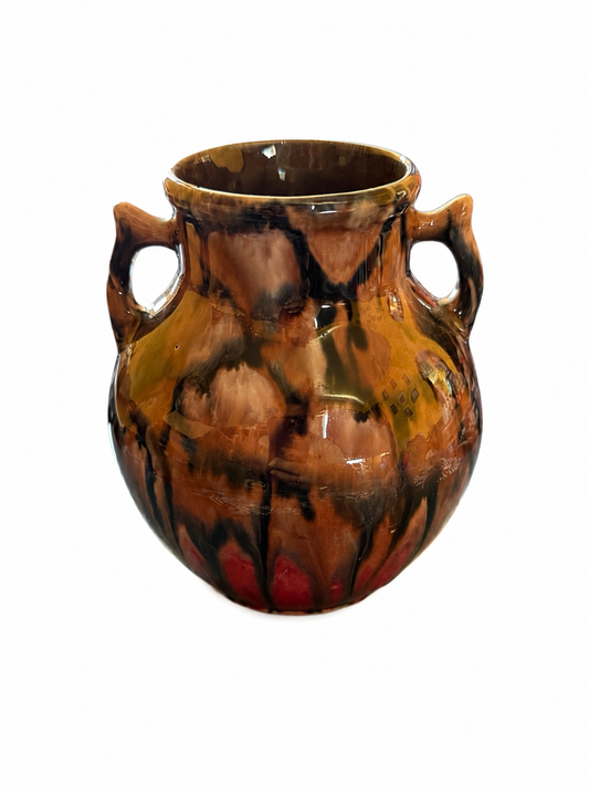 Vintage Coronet Vase – Czechoslovakian Drip Glaze in Warm Earth Tones