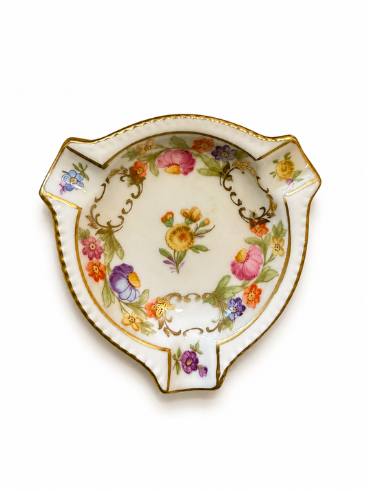 Vintage Schumann Arzberg Dresden Line Porcelain Dish – Floral Gold Trim Trinket/Ashtray Germany
