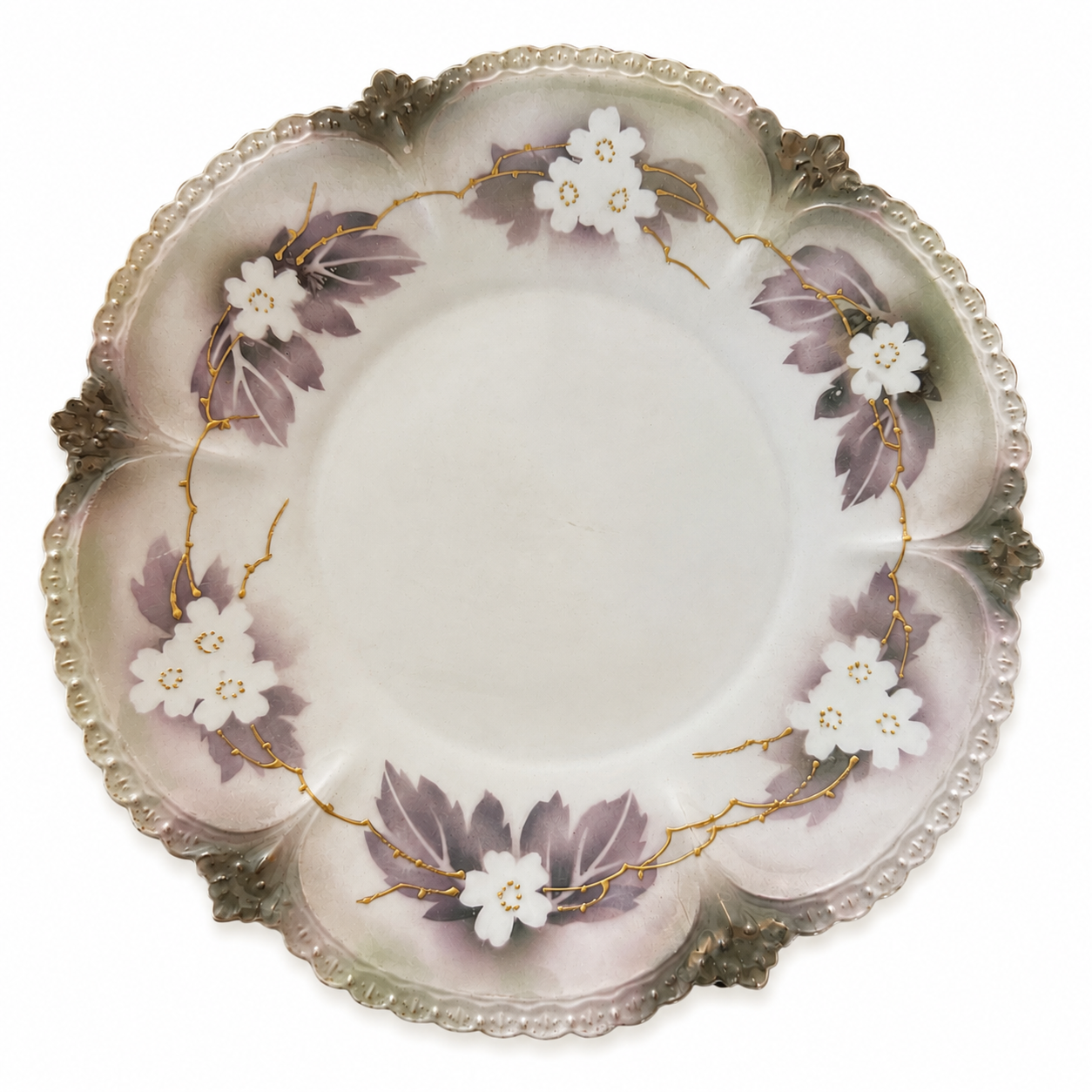 Antique R.S. Prussia Plate | Reinhold Schlegelmilch Germany | Hand Painted Floral Gold Gilt