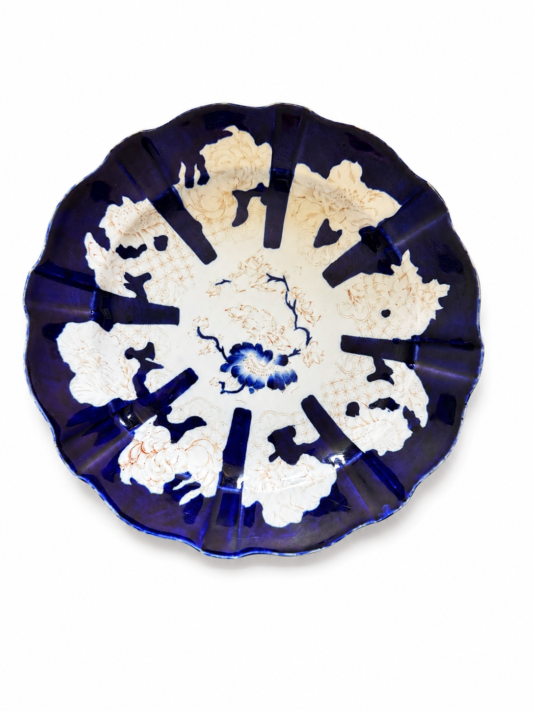 Antique Royal Crown Derby Porcelain Plate – Imari Style Blue & Gold Floral England